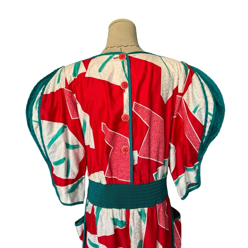 Rare Vintage 80s JEANNE MARC Jumpsuit Colorful Abstract Print Avant Garde - Picture 7 of 15